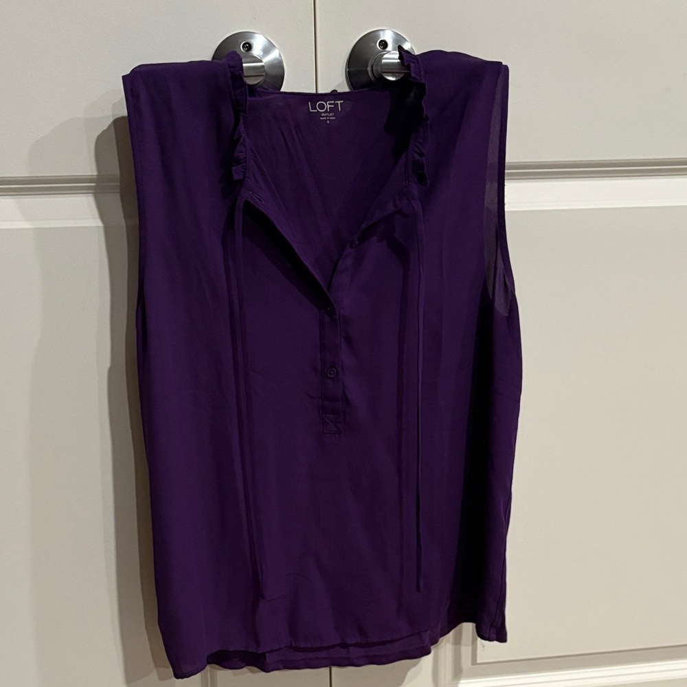 LOFT Deep Purple Sleeveless Blouse